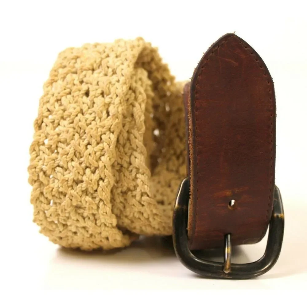 VTG CORD BRAIDED BRAWN GENUINE LEATHER 1 3/4